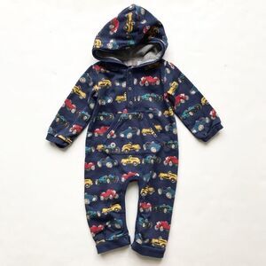 Boboli hooded vintage car print print jumpsuit EUC 9 months